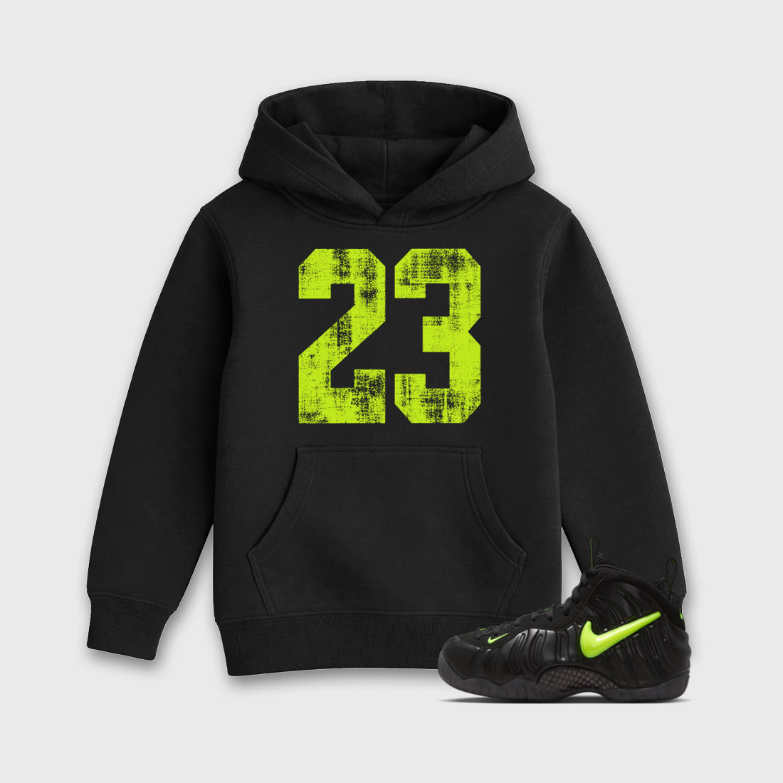 Sneaker match tees – Sneaker Tees To Match Air Foamposite Pro Black Shoes – No.23 Kids T-Shirt Black 1