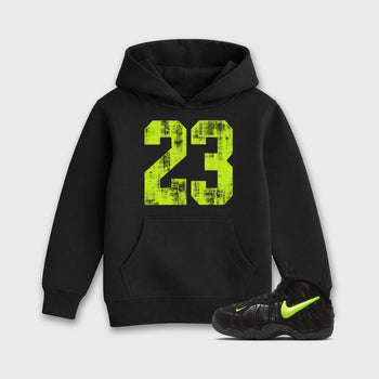 Sneaker match tees – Sneaker Tees To Match Air Foamposite Pro Black Shoes – No.23 Kids T-Shirt Black 1