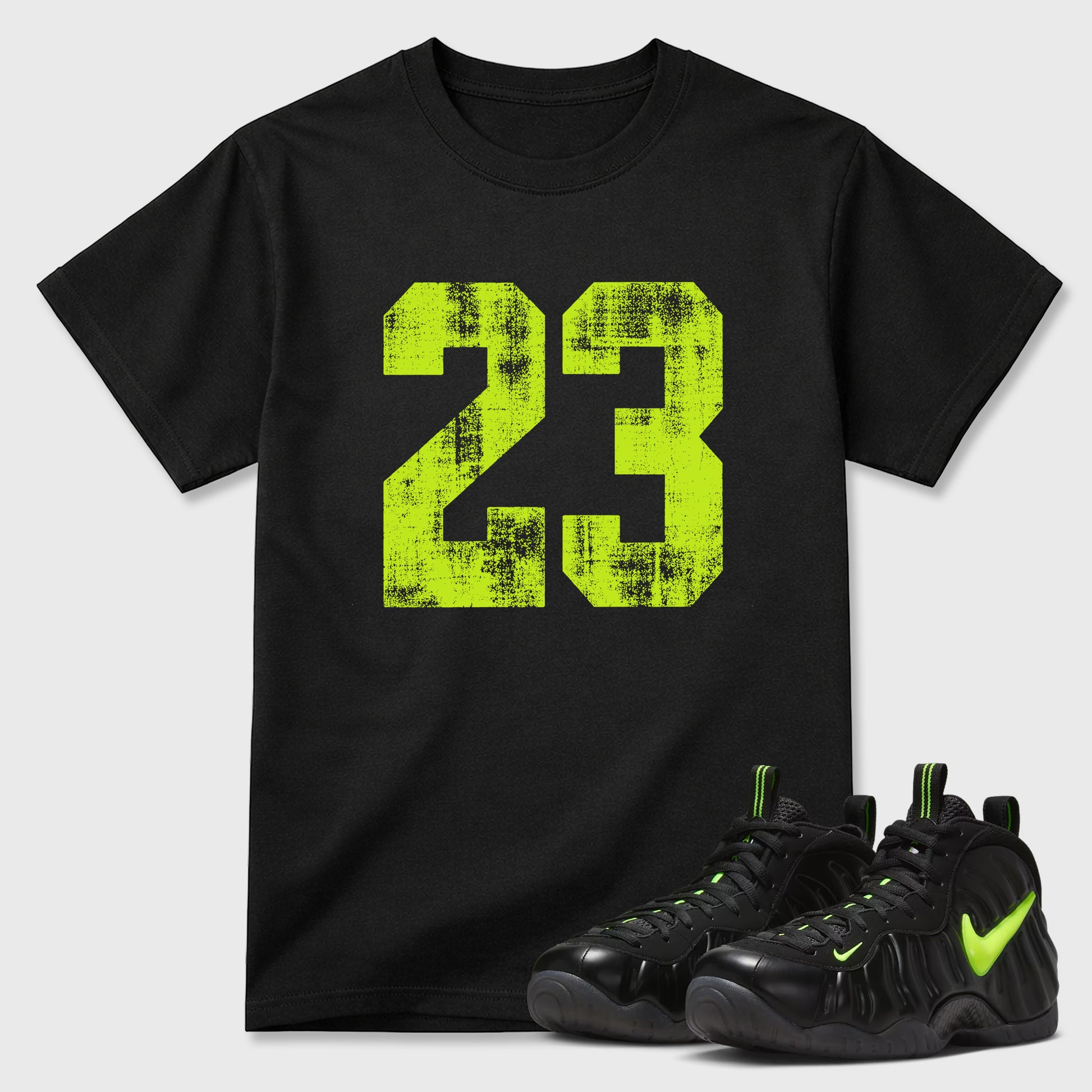 Sneaker match tees – Sneaker Tees To Match Air Foamposite Pro Black Shoes – No.23 Tee Black 1
