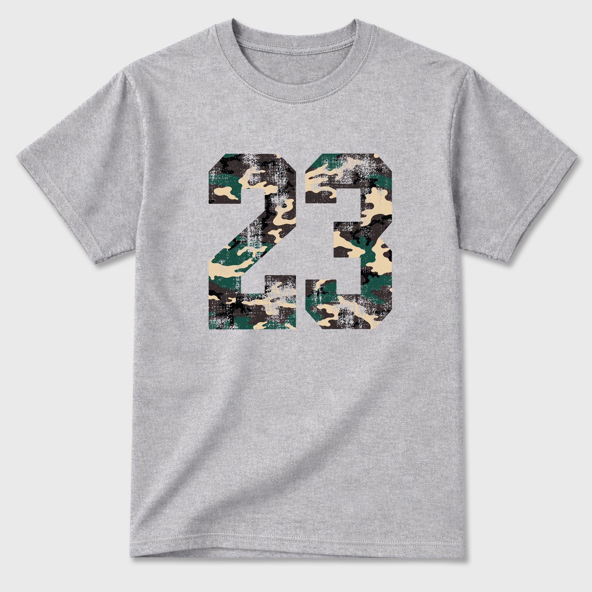 No.23 Graphic T-Shirt featuring original streetwear artwork designed to match the Air Foamposite Pro Green Camo. Heather Grey 2 Graphic T-Shirt.