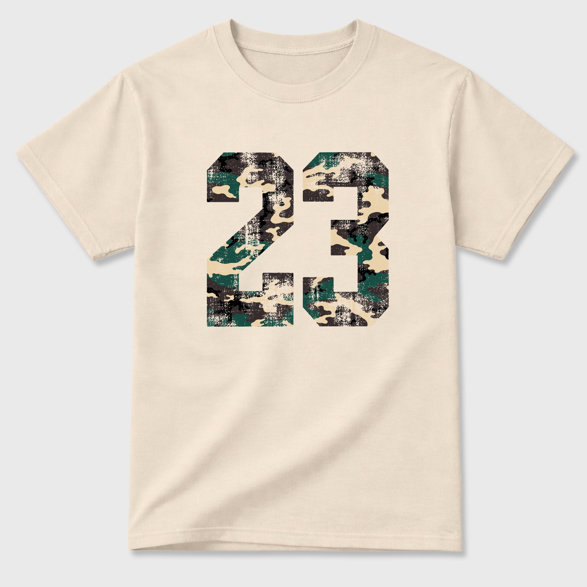 No.23 Graphic T-Shirt featuring original streetwear artwork designed to match the Air Foamposite Pro Green Camo. Natural 2 Graphic T-Shirt.