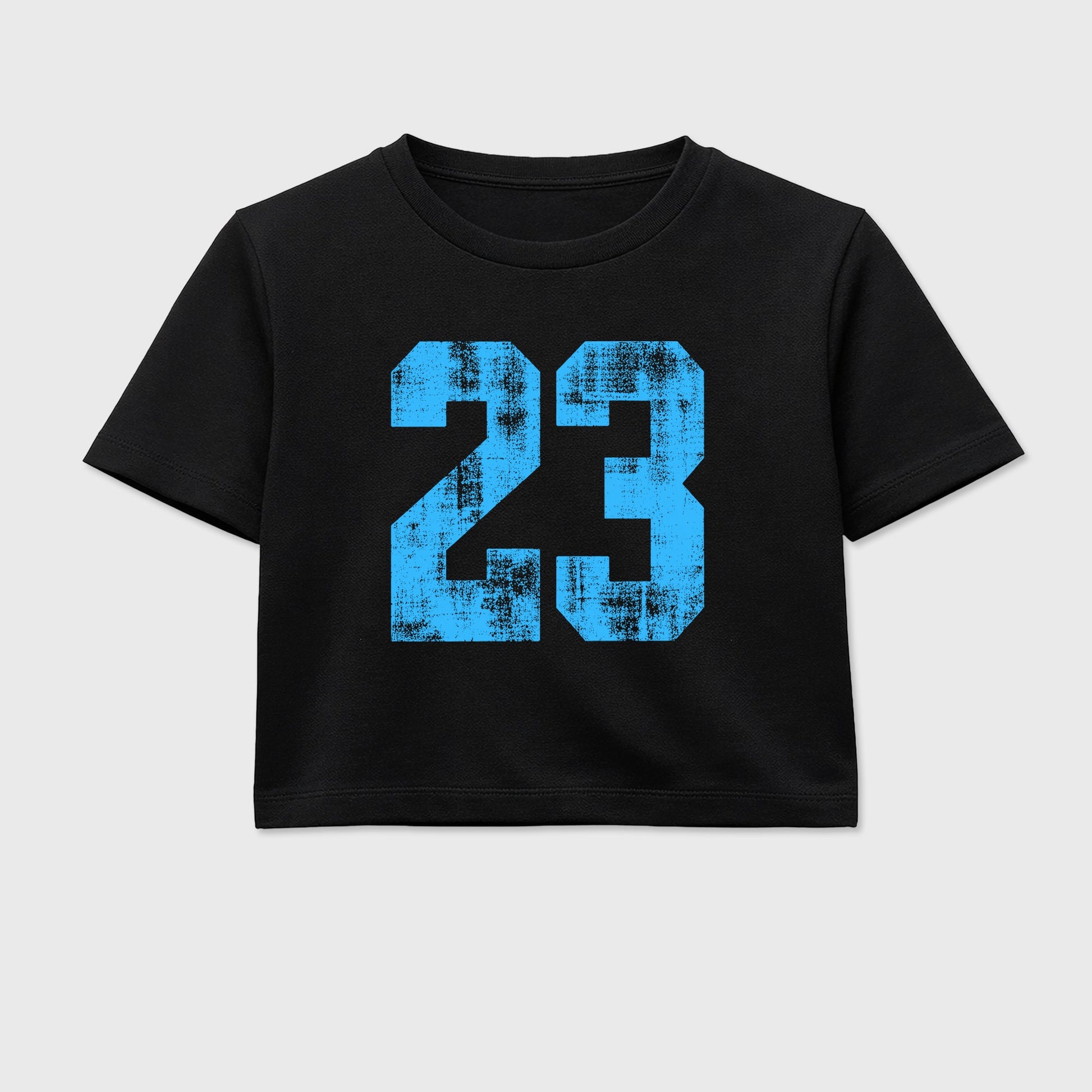Sneaker match tees – Sneaker Tees To Match Air Foamposite Pro University Blue Shoes – No.23 Crop T-Shirt Black 2