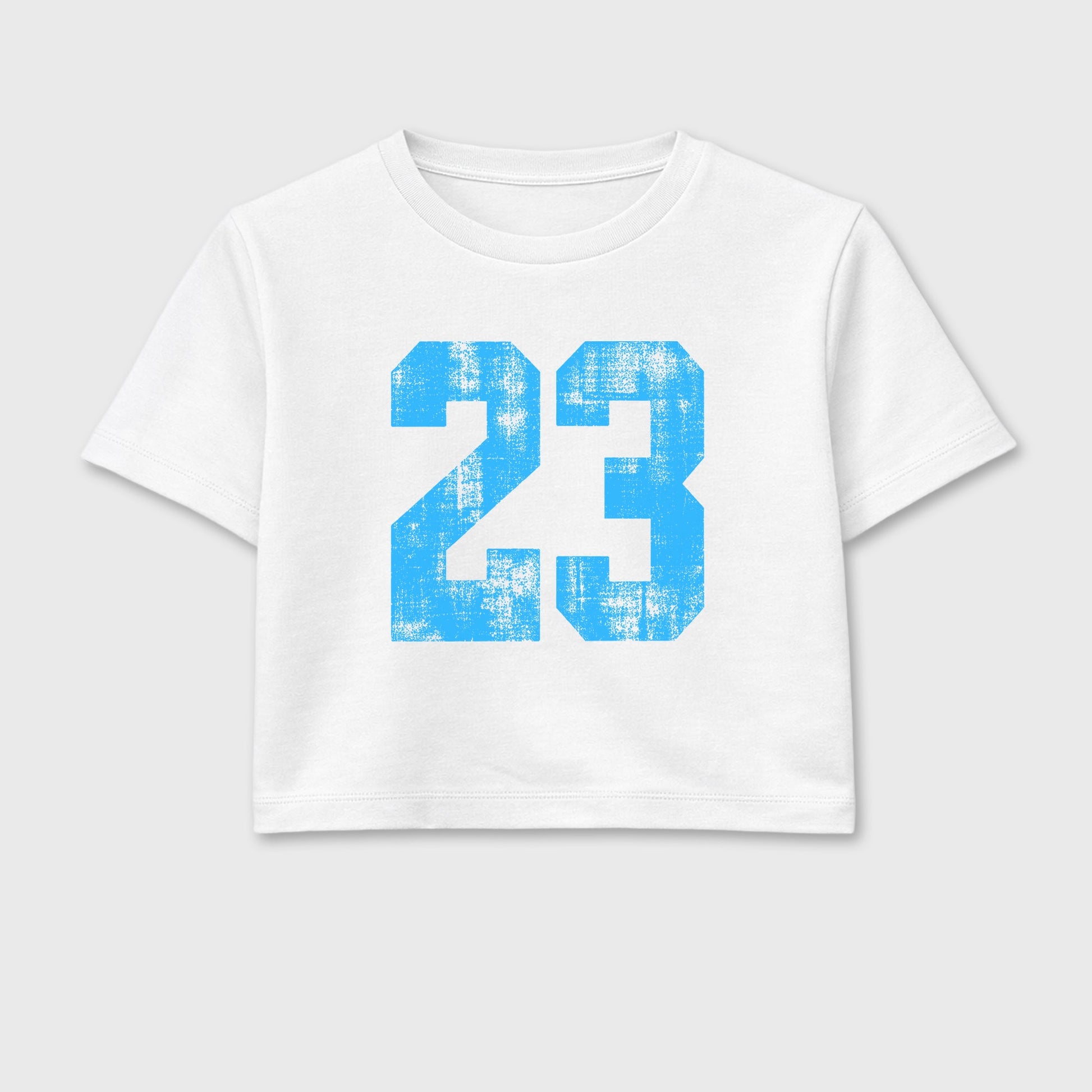 Sneaker match tees – Sneaker Tees To Match Air Foamposite Pro University Blue Shoes – No.23 Crop T-Shirt White 2