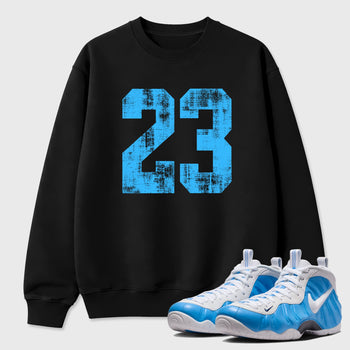 Sneaker match tees – Sneaker Tees To Match Air Foamposite Pro University Blue Shoes – No.23 Tee Black 1