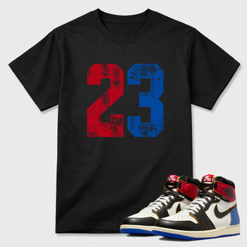 Sneaker match tees – Sneaker Tees To Match Air Jordan 1 Union x Fragment Shoes – No.23 Tee Black 1