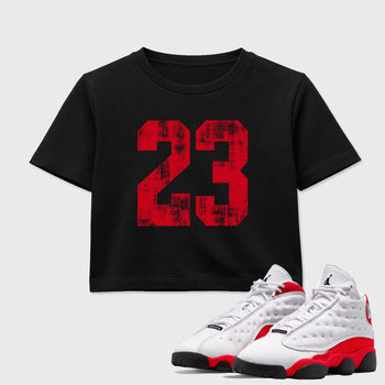 Sneaker match tees  Sneaker Tees To Match Air Jordan 13 Chicago Shoes  No.23 Crop T-Shirt Black 1