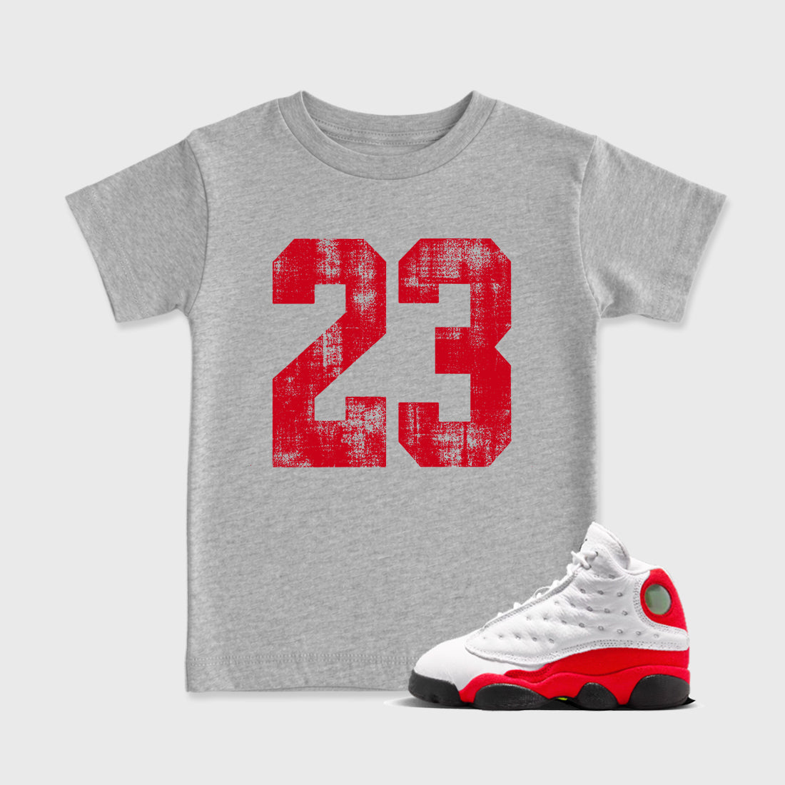 Sneaker match tees  Sneaker Tees To Match Air Jordan 13 Chicago Shoes  No.23 Kids T-Shirt Heather Grey 1