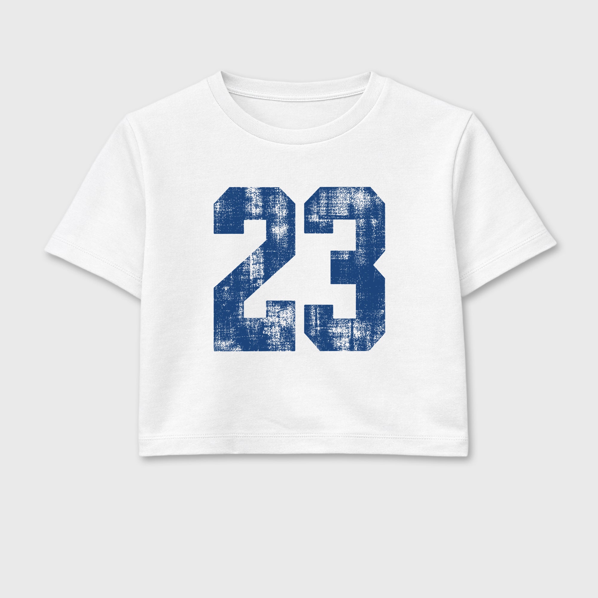 No.23 women’s crop tee designed to match the Air Jordan 3 True Blue, featuring coordinated White 2 options for a perfect streetwear vibe.