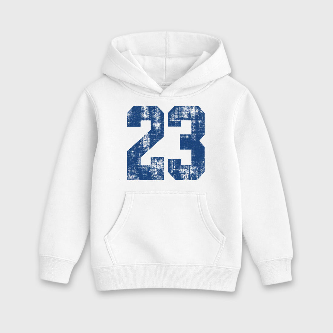 No.23 Baby & Kids Graphic Hoodie featuring original artwork designed to match the Air Jordan 3 True Blue. White 2 Kids Graphic Sweater.