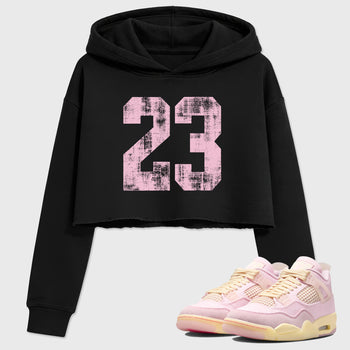 Sneaker match tees – Sneaker Tees To Match Air Jordan 4 Iced Carmine Shoes – No.23 Crop T-Shirt Black 1
