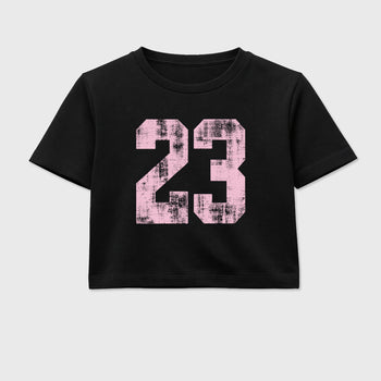 Sneaker match tees – Sneaker Tees To Match Air Jordan 4 Iced Carmine Shoes – No.23 Crop T-Shirt Black 2