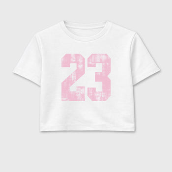 Sneaker match tees – Sneaker Tees To Match Air Jordan 4 Iced Carmine Shoes – No.23 Crop T-Shirt White 2