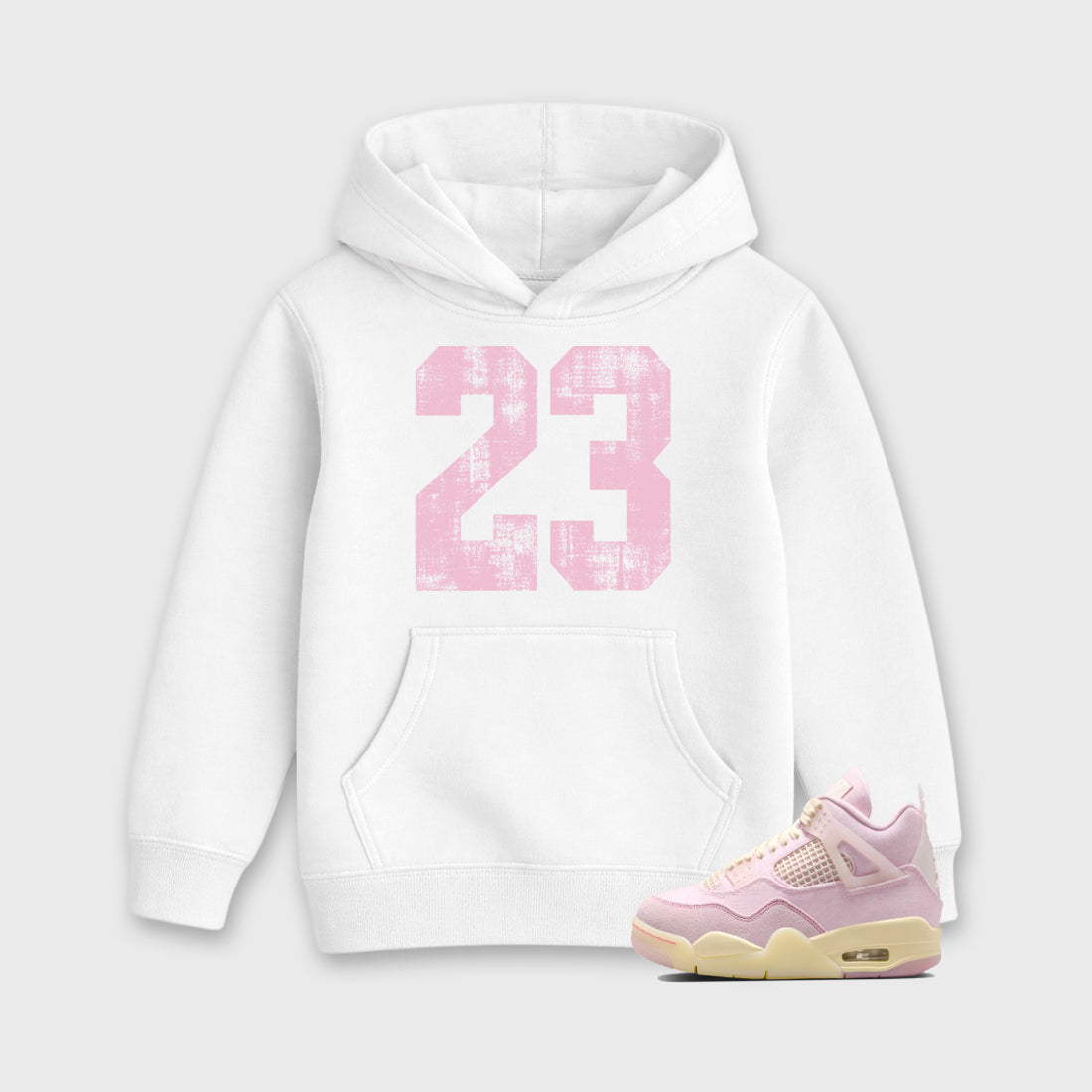 Sneaker match tees – Sneaker Tees To Match Air Jordan 4 Iced Carmine Shoes – No.23 Kids T-Shirt White 1