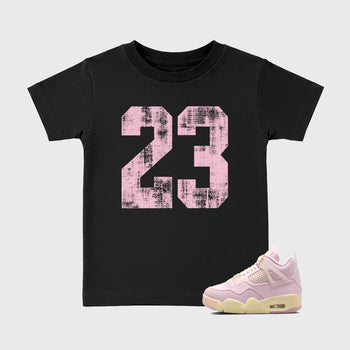 Sneaker match tees – Sneaker Tees To Match Air Jordan 4 Iced Carmine Shoes – No.23 Kids T-Shirt Black 1