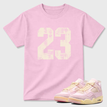 Sneaker match tees – Sneaker Tees To Match Air Jordan 4 Iced Carmine Shoes – No.23 Tee Pink 1