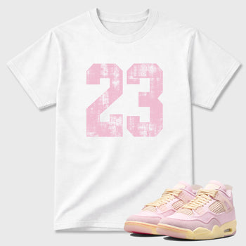 Sneaker match tees – Sneaker Tees To Match Air Jordan 4 Iced Carmine Shoes – No.23 Tee White 1