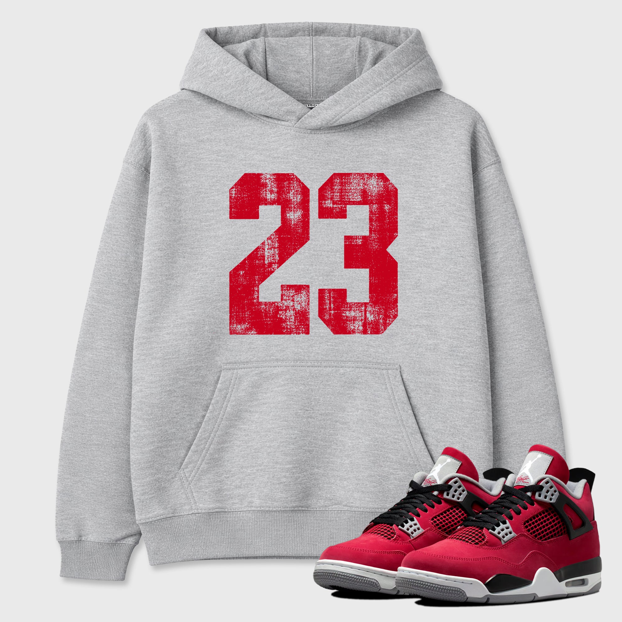 No.23 Graphic T-Shirt sneaker match tee designed for the Air Jordan 4 Toro Bravo, featuring coordinated color options for a perfect streetwear match. Heather Grey 1 shirt.