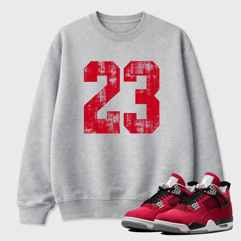 No.23 Graphic T-Shirt sneaker match tee designed for the Air Jordan 4 Toro Bravo, featuring coordinated color options for a perfect streetwear match. Heather Grey 1 shirt.