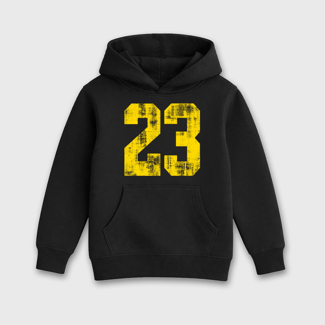 No.23 Baby & Kids Graphic Hoodie featuring original artwork designed to match the Air Jordan 4 Tour Yellow. Black 2 Kids Graphic Sweater.