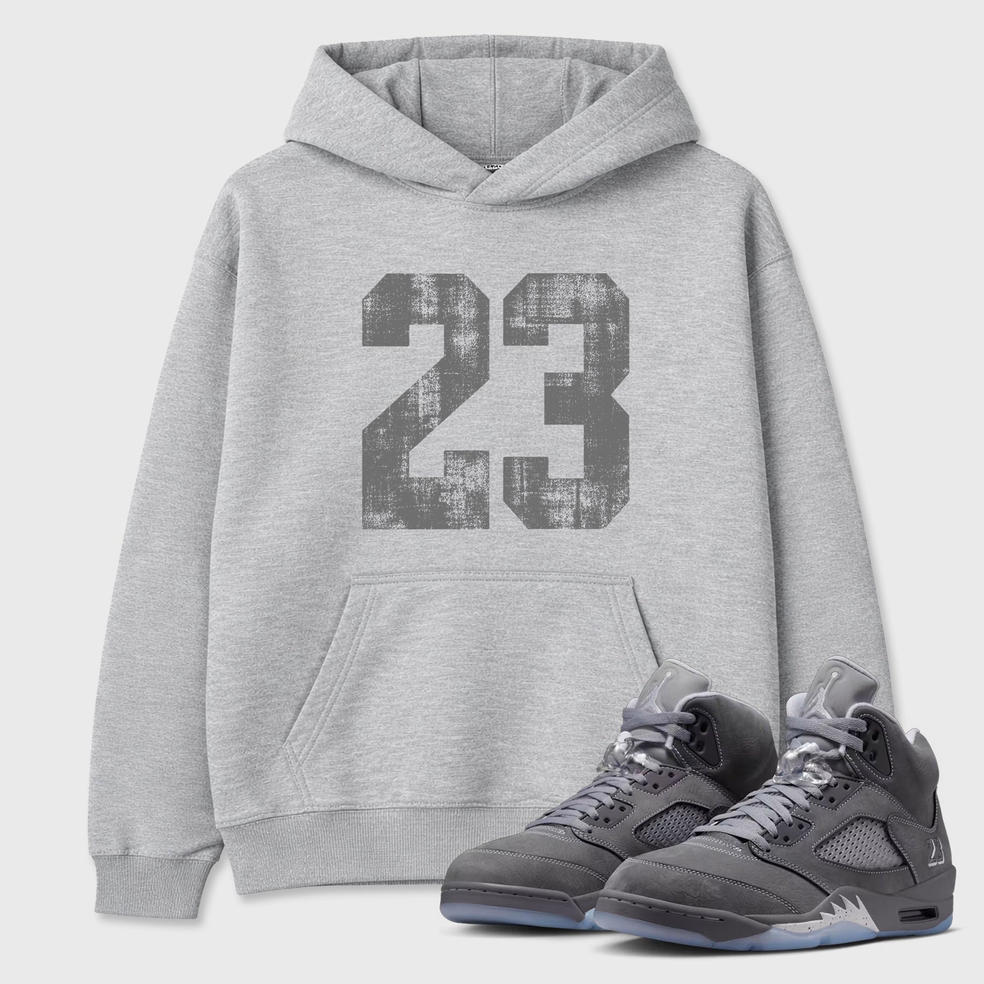 Sneaker match tees – Sneaker Tees To Match Air Jordan 5 Wolf Grey Shoes – No.23 Tee Heather Grey 1