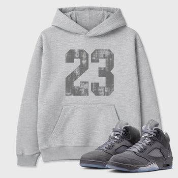 Sneaker match tees – Sneaker Tees To Match Air Jordan 5 Wolf Grey Shoes – No.23 Tee Heather Grey 1