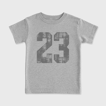 Sneaker match tees – Sneaker Tees To Match Air Jordan 5 Wolf Grey Shoes – No.23 Kids T-Shirt Heather Grey 2