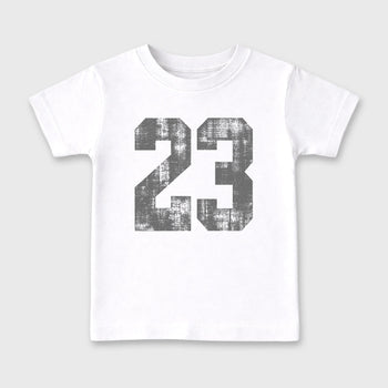 Sneaker match tees – Sneaker Tees To Match Air Jordan 5 Wolf Grey Shoes – No.23 Kids T-Shirt White 2
