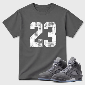 Sneaker match tees – Sneaker Tees To Match Air Jordan 5 Wolf Grey Shoes – No.23 Tee Cool Grey 1