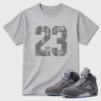 Sneaker match tees – Sneaker Tees To Match Air Jordan 5 Wolf Grey Shoes – No.23 Tee Heather Grey 1