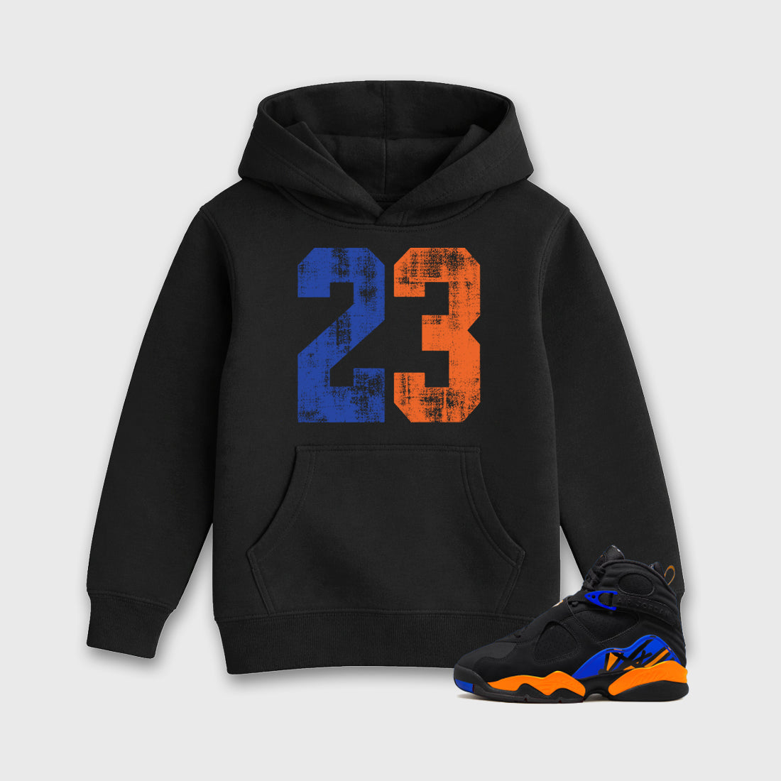 No.23 Baby & Kids Graphic Hoodie featuring original artwork designed to match the Air Jordan 8 Knicks. Black 1 Kids Graphic Sweater.