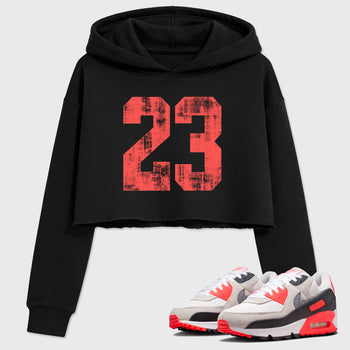 Sneaker match tees – Sneaker Tees To Match Air Max 90 Infrared Shoes – No.23 Crop T-Shirt Black 1