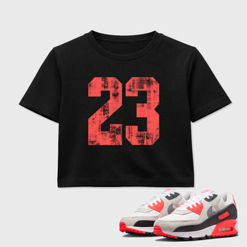 Sneaker match tees – Sneaker Tees To Match Air Max 90 Infrared Shoes – No.23 Crop T-Shirt Black 1