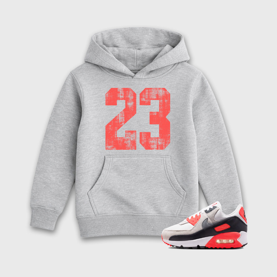 Sneaker match tees – Sneaker Tees To Match Air Max 90 Infrared Shoes – No.23 Kids T-Shirt Heather Grey 1
