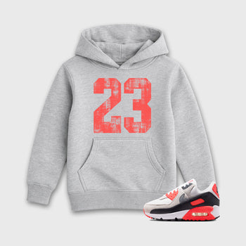 Sneaker match tees – Sneaker Tees To Match Air Max 90 Infrared Shoes – No.23 Kids T-Shirt Heather Grey 1
