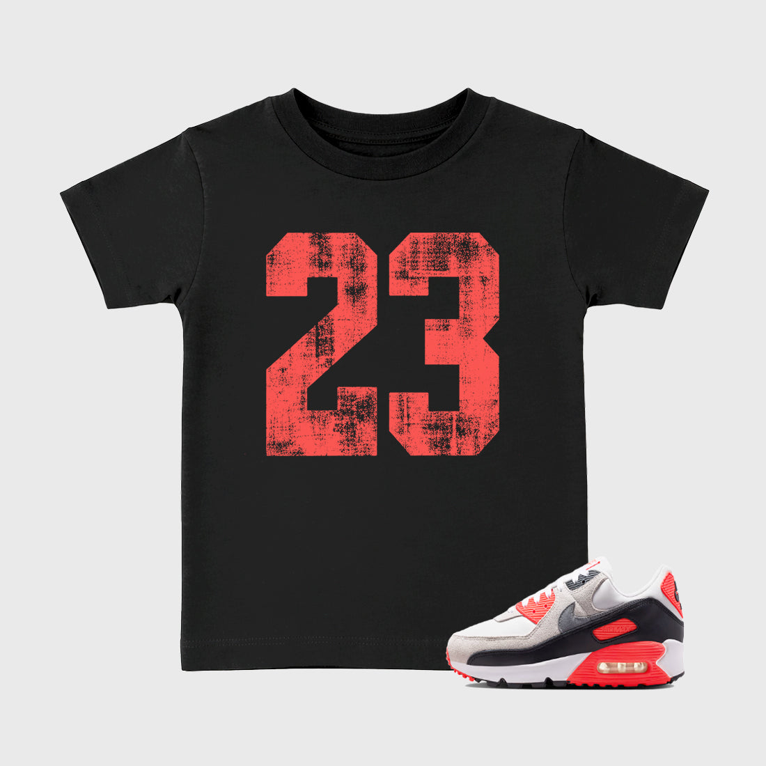 Sneaker match tees – Sneaker Tees To Match Air Max 90 Infrared Shoes – No.23 Kids T-Shirt Black 1