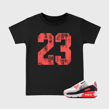 Sneaker match tees – Sneaker Tees To Match Air Max 90 Infrared Shoes – No.23 Kids T-Shirt Black 1
