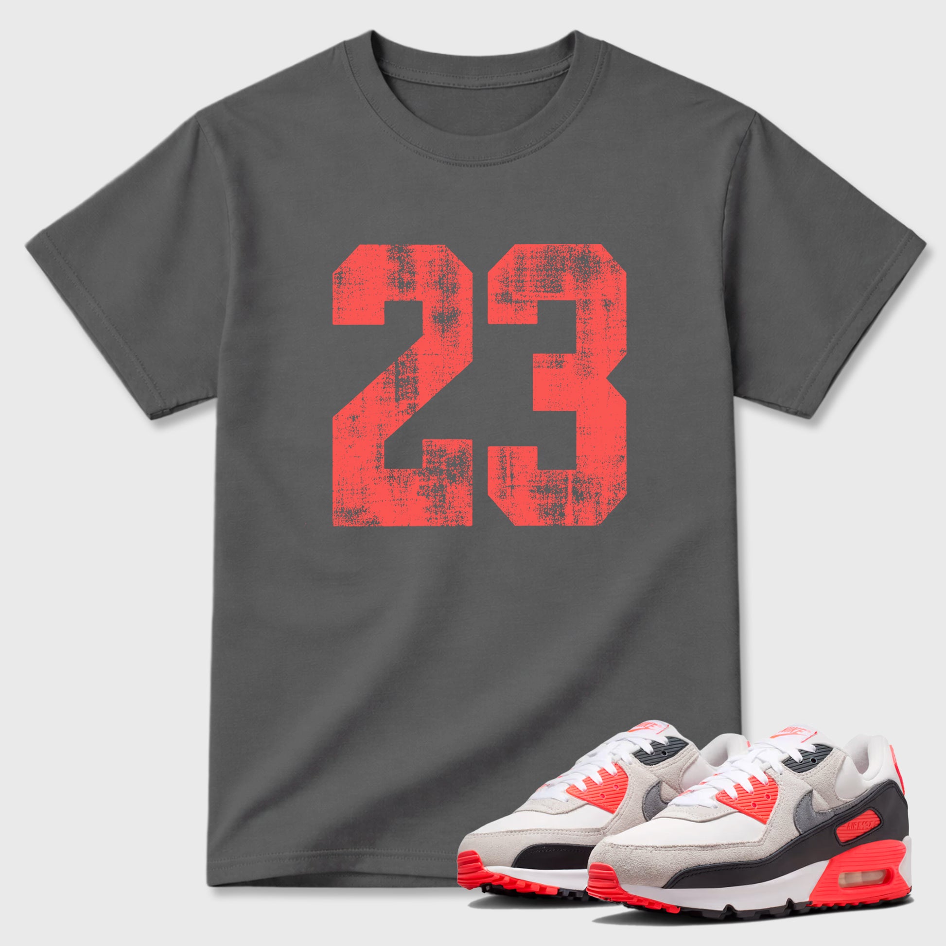 Sneaker match tees – Sneaker Tees To Match Air Max 90 Infrared Shoes – No.23 Tee Cool Grey 1