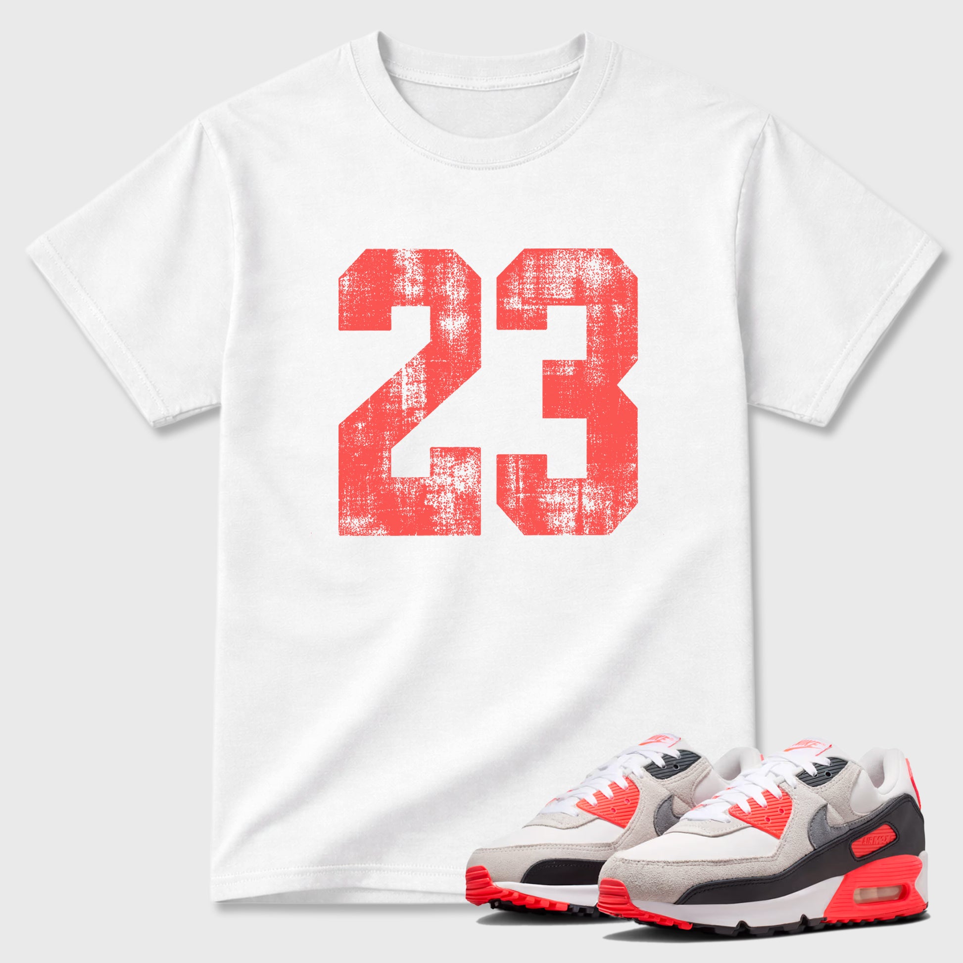 Sneaker match tees – Sneaker Tees To Match Air Max 90 Infrared Shoes – No.23 Tee White 1