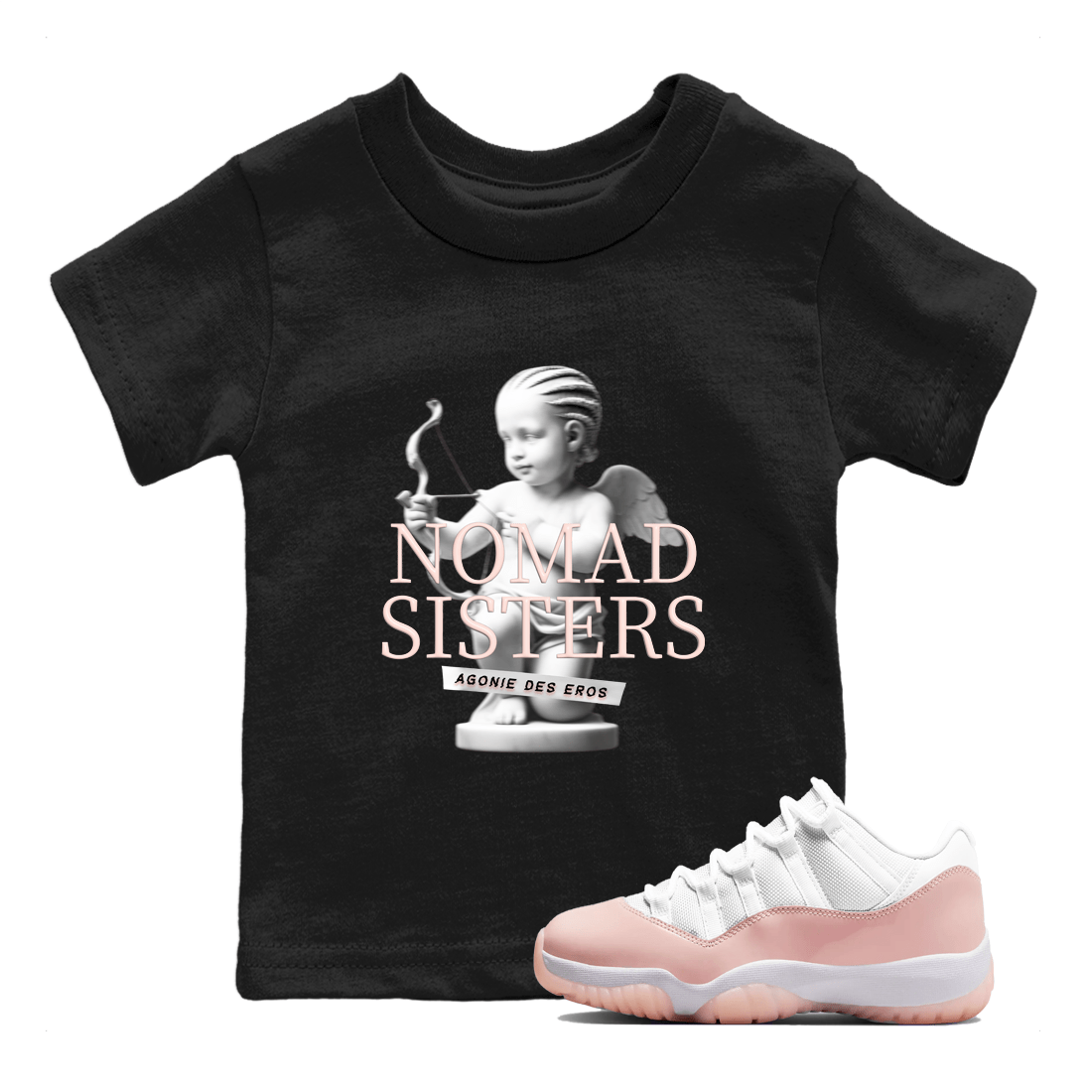 Air Jordan 11 Retro Legend Pink shirts to match jordans Nomad Sisters sneaker match tees Air Jordan 11 Legend Pink SNRT Sneaker Tees streetwear brand Baby and Youth Black 1 cotton tee