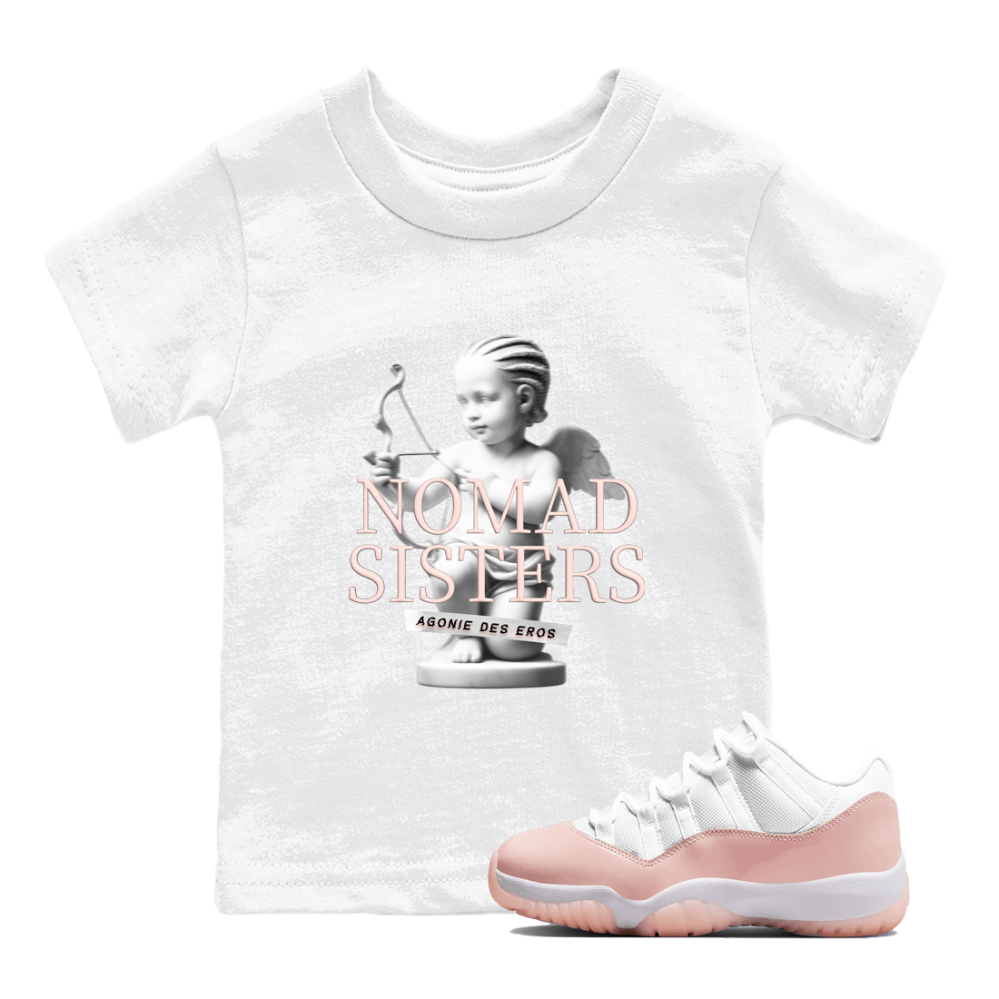 Air Jordan 11 Retro Legend Pink shirts to match jordans Nomad Sisters sneaker match tees Air Jordan 11 Legend Pink SNRT Sneaker Tees streetwear brand Baby and Youth White 1 cotton tee