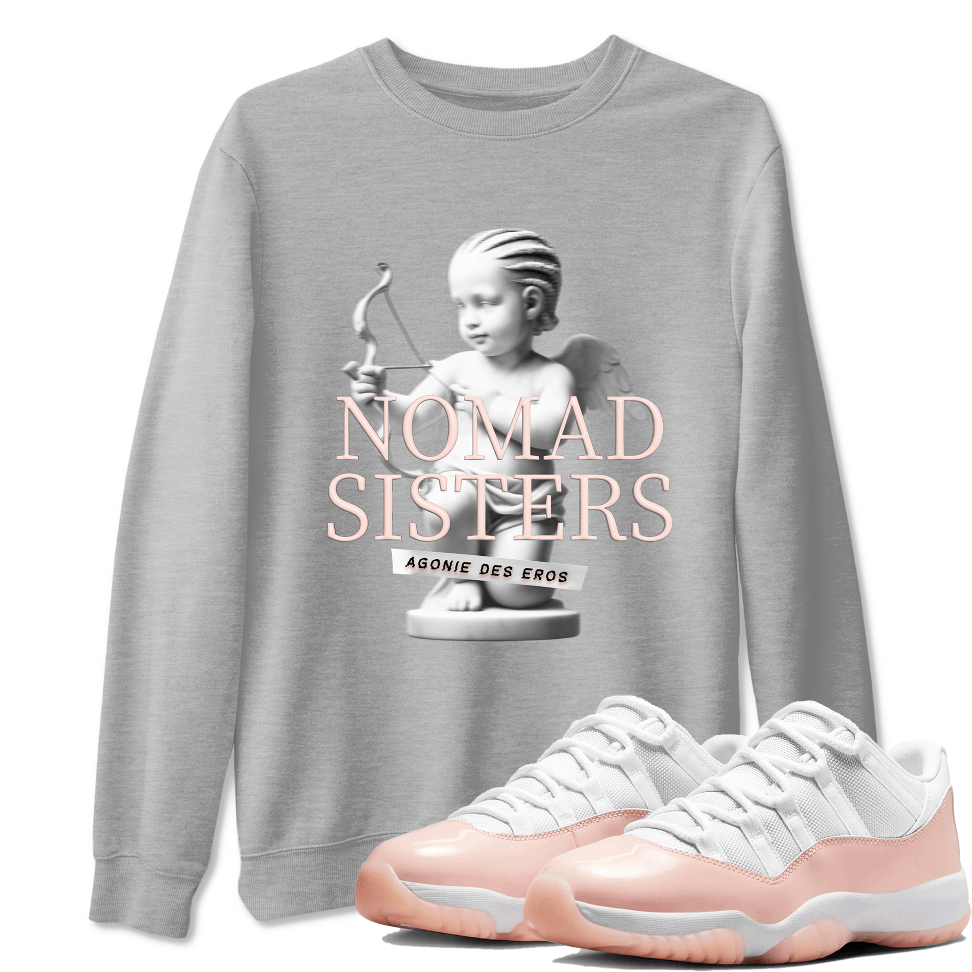 Air Jordan 11 Retro Legend Pink shirts to match jordans Nomad Sisters sneaker match tees Air Jordan 11 Legend Pink SNRT Sneaker Tees streetwear brand Heather Grey 1 unisex cotton tee