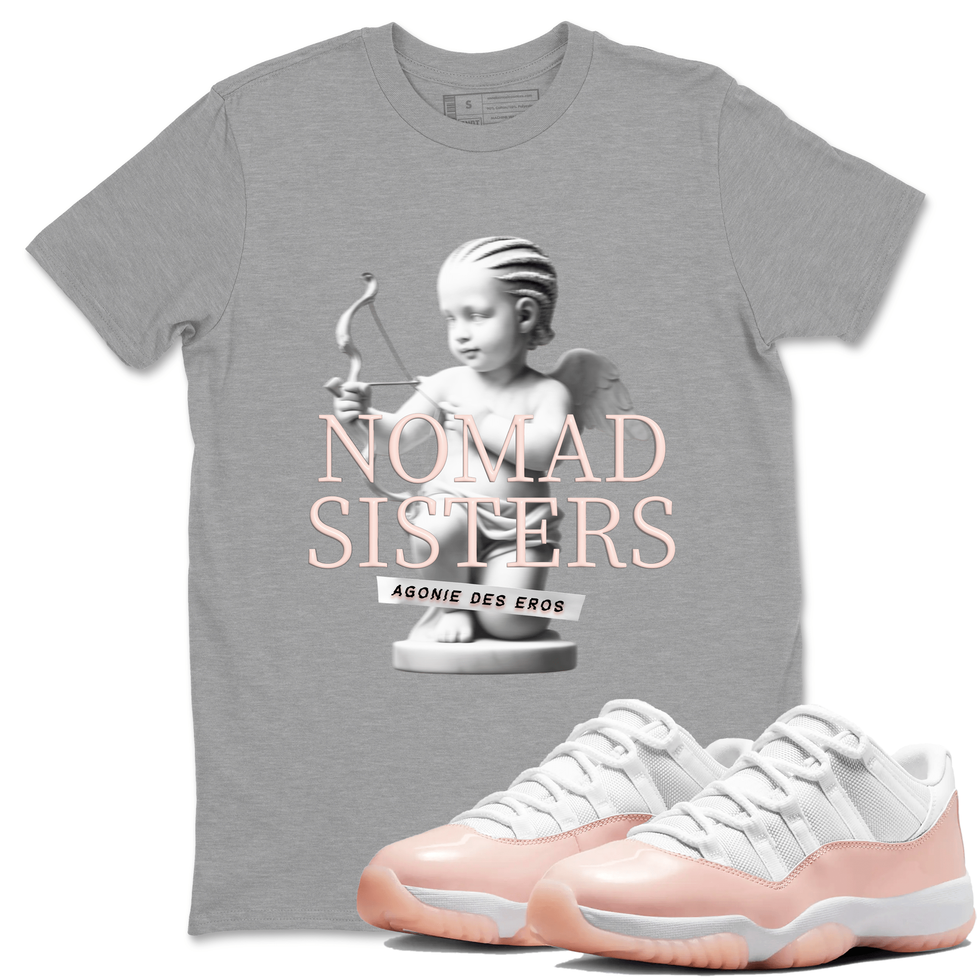 Air Jordan 11 Retro Legend Pink shirts to match jordans Nomad Sisters sneaker match tees Air Jordan 11 Legend Pink SNRT Sneaker Tees streetwear brand Heather Grey 1 unisex cotton tee