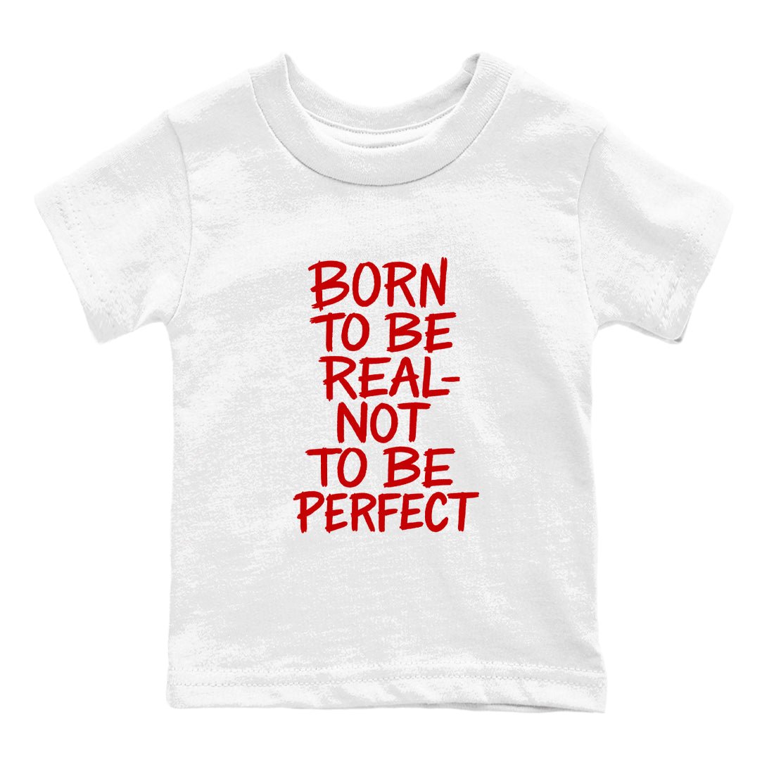 Not Perfect baby and kids t-shirt crafted for little sneakerheads to shine with the Air Force 1 University Red sneakers, displayed in White 2.
