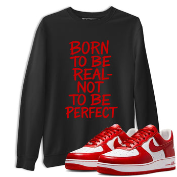 Not Perfect sneaker match t-shirt styled to complete your fit with the Air Force 1 University Red sneakers, shown in Black 1.