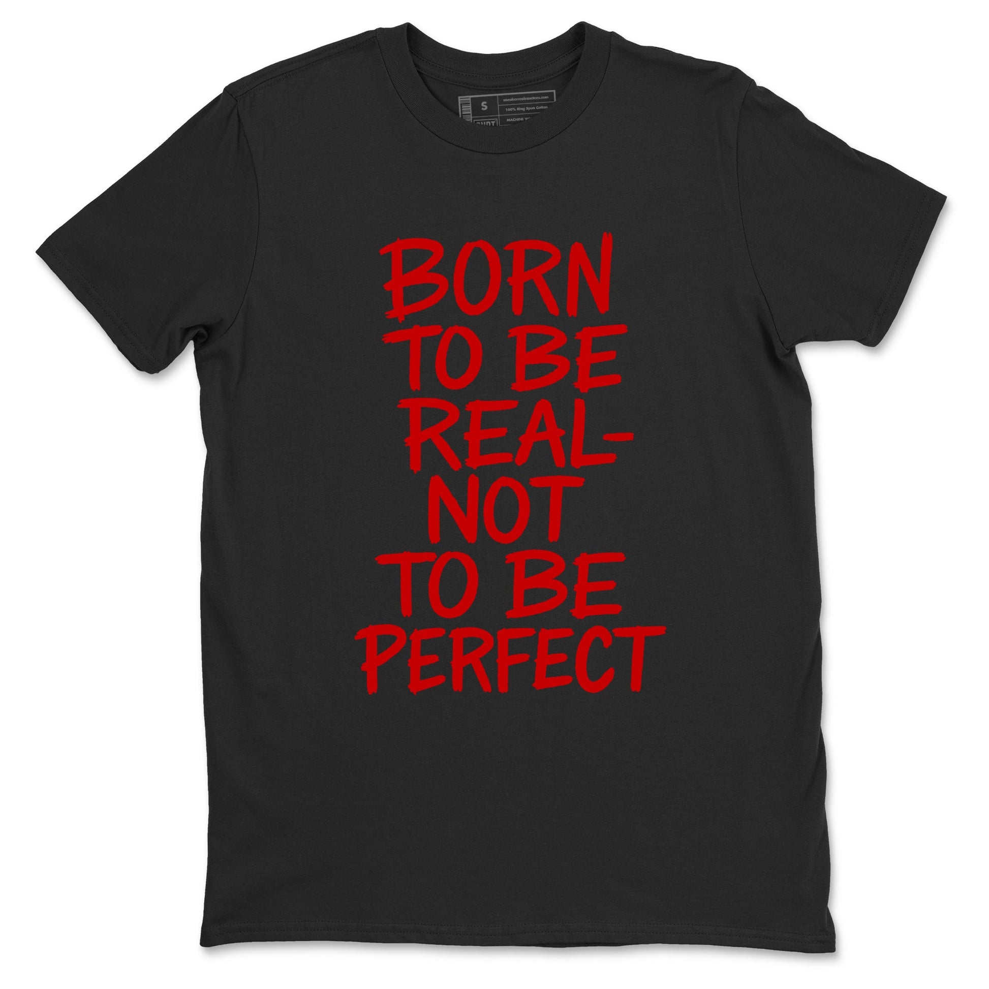 Not Perfect sneaker match t-shirt styled to complete your fit with the Air Force 1 University Red sneakers, shown in Black 2.