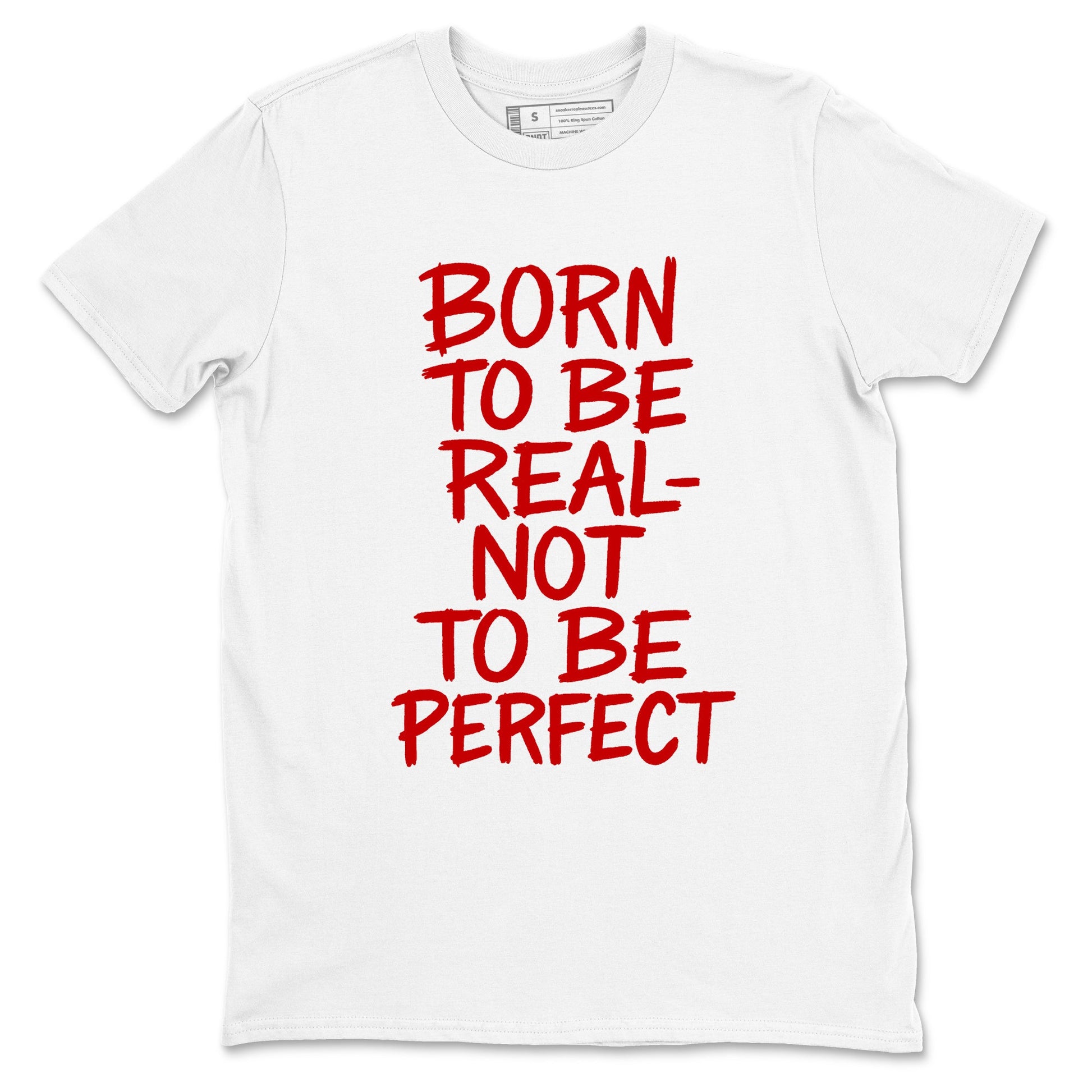 Not Perfect sneaker match t-shirt styled to complete your fit with the Air Force 1 University Red sneakers, shown in White 2.