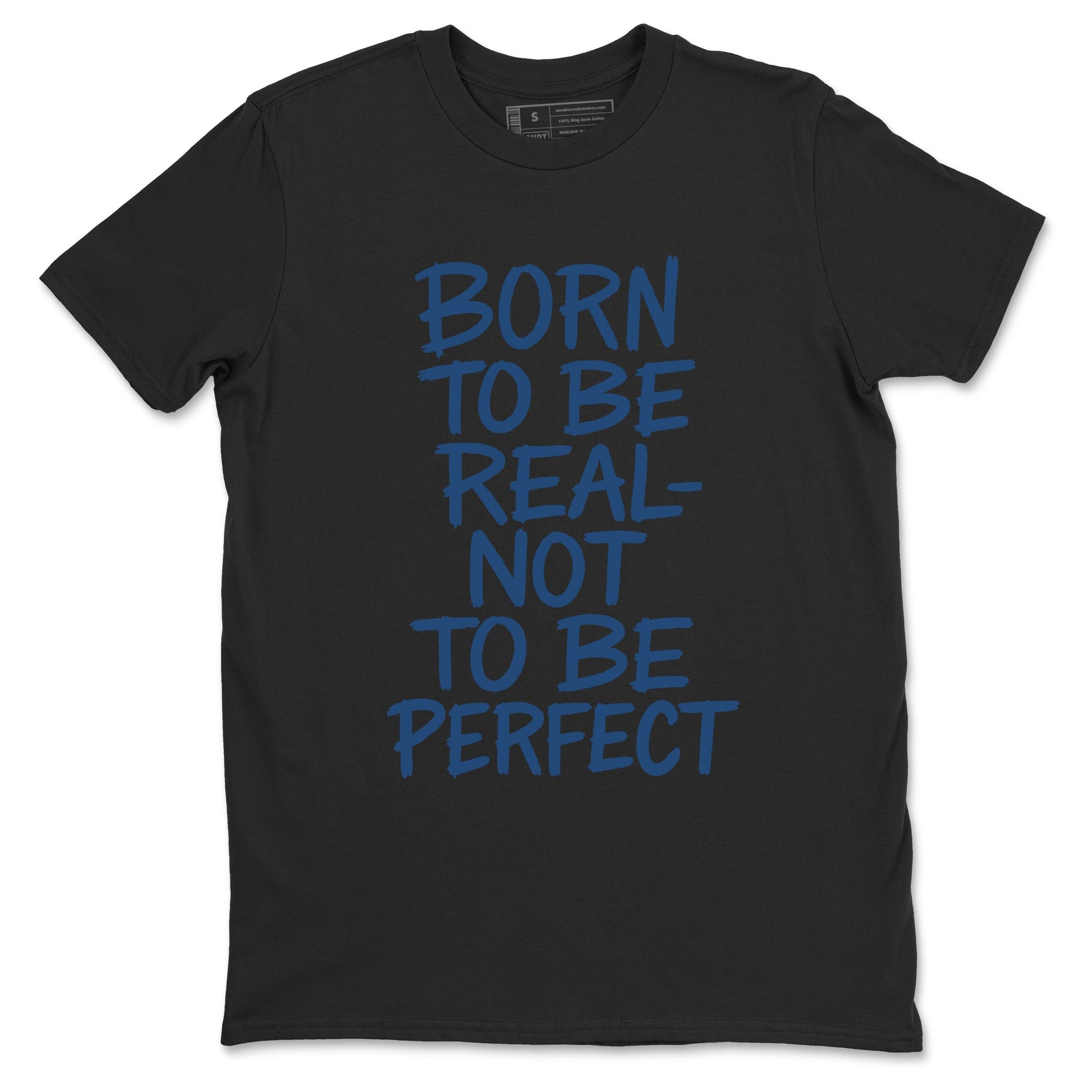 Not Perfect sneaker match t-shirt styled to complete your fit with the Air Jordan 12 French Blue sneakers, shown in Black 2.