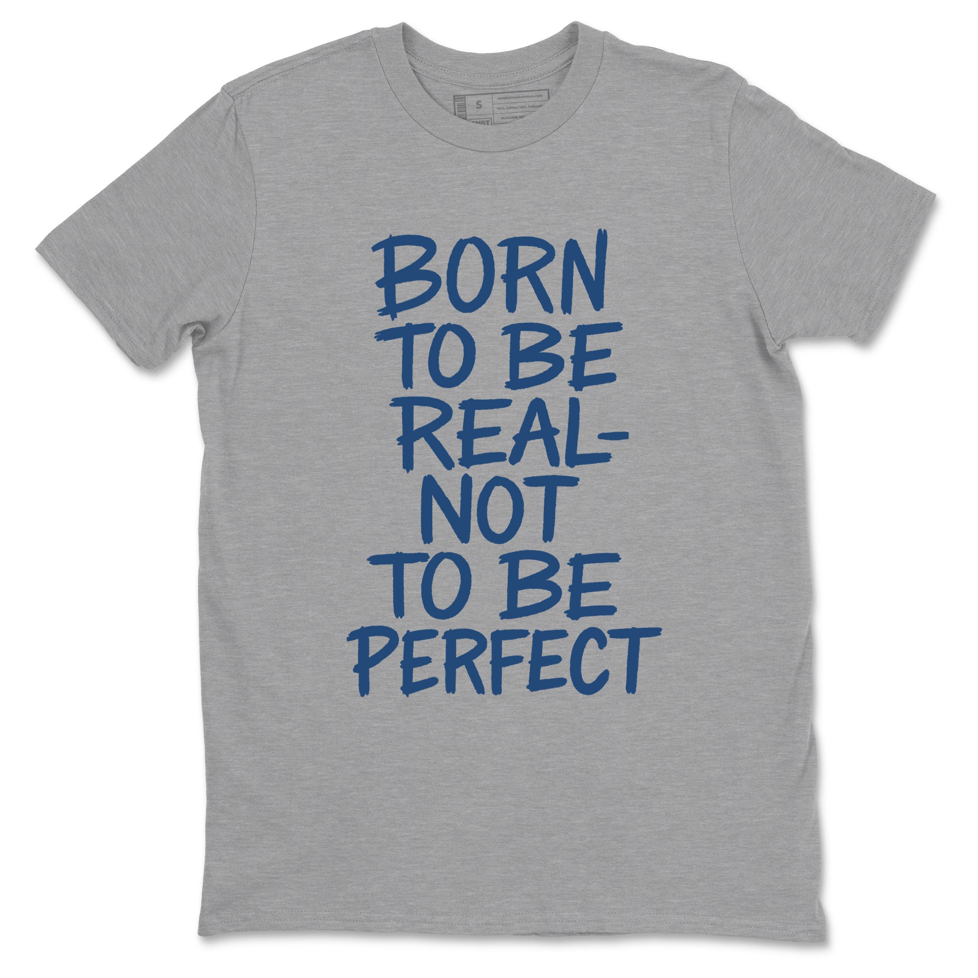 Not Perfect sneaker match t-shirt styled to complete your fit with the Air Jordan 12 French Blue sneakers, shown in Heather Grey 2.