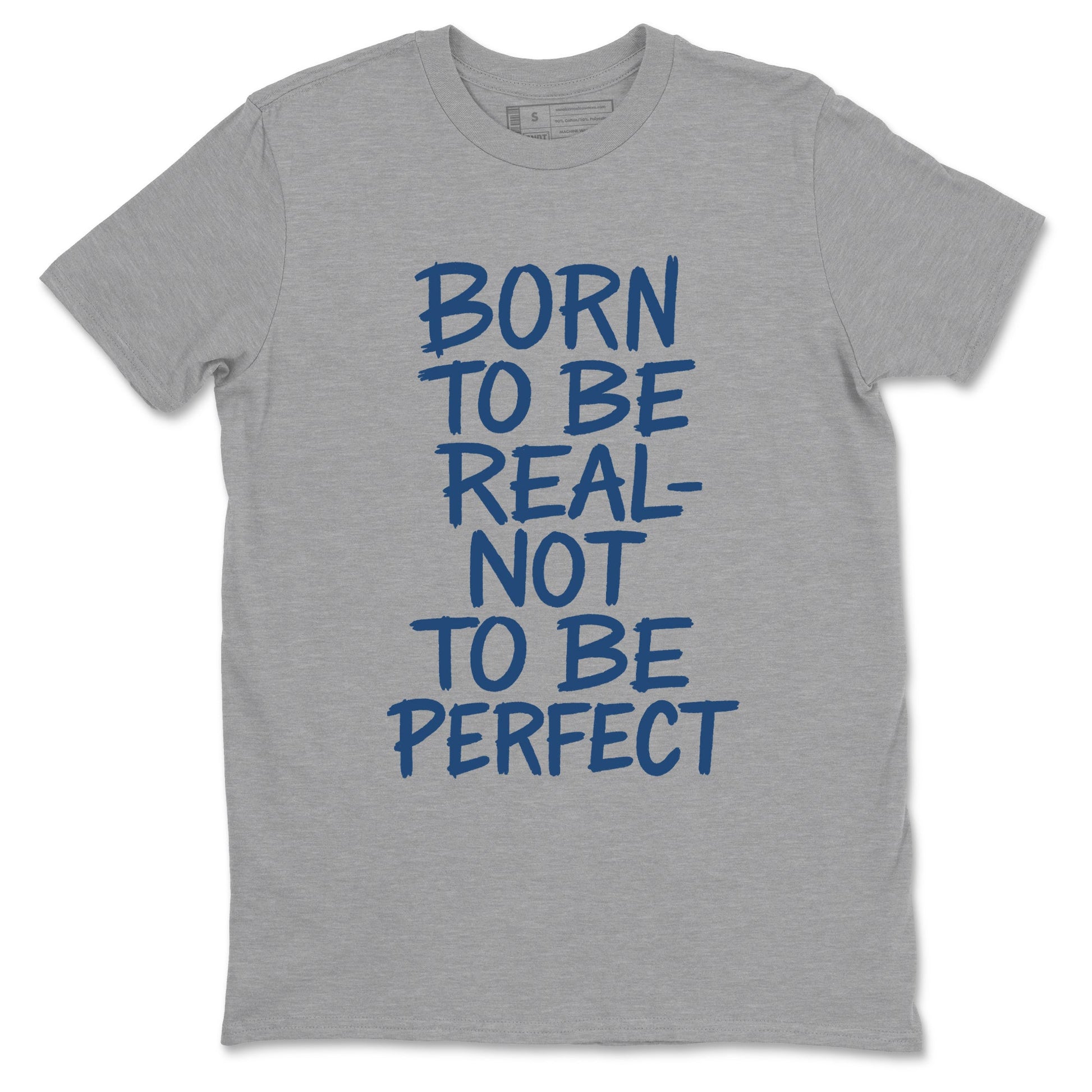 Not Perfect sneaker match t-shirt styled to complete your fit with the Air Jordan 12 French Blue sneakers, shown in Heather Grey 2.