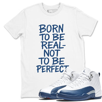 Not Perfect sneaker match t-shirt styled to complete your fit with the Air Jordan 12 French Blue sneakers, shown in White 1.
